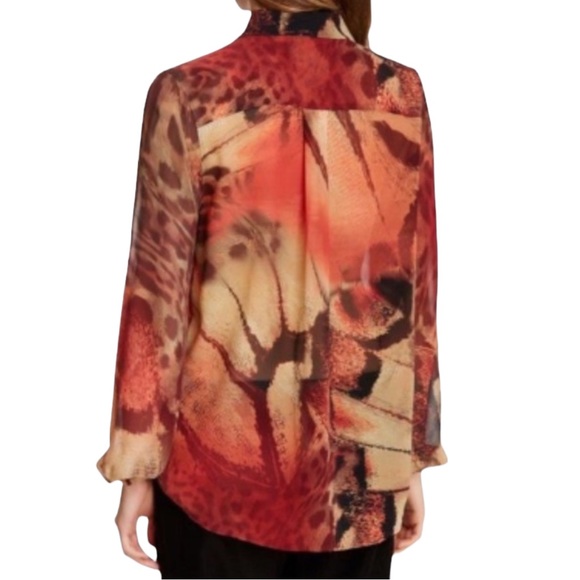 NWT Da-Nang Silk Abstract Print Button Up Blouse, M - Picture 6 of 15